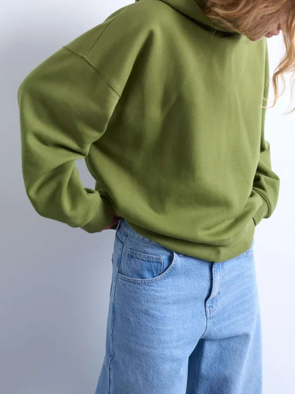 Dropped Shoulder Solid Color Hoodie