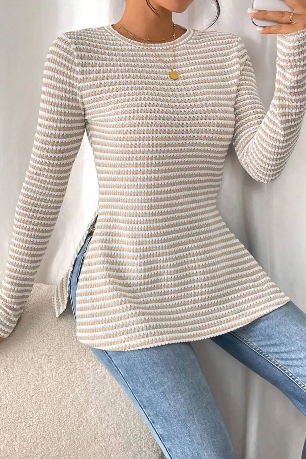 Striped Sheer Long Sleeve Top