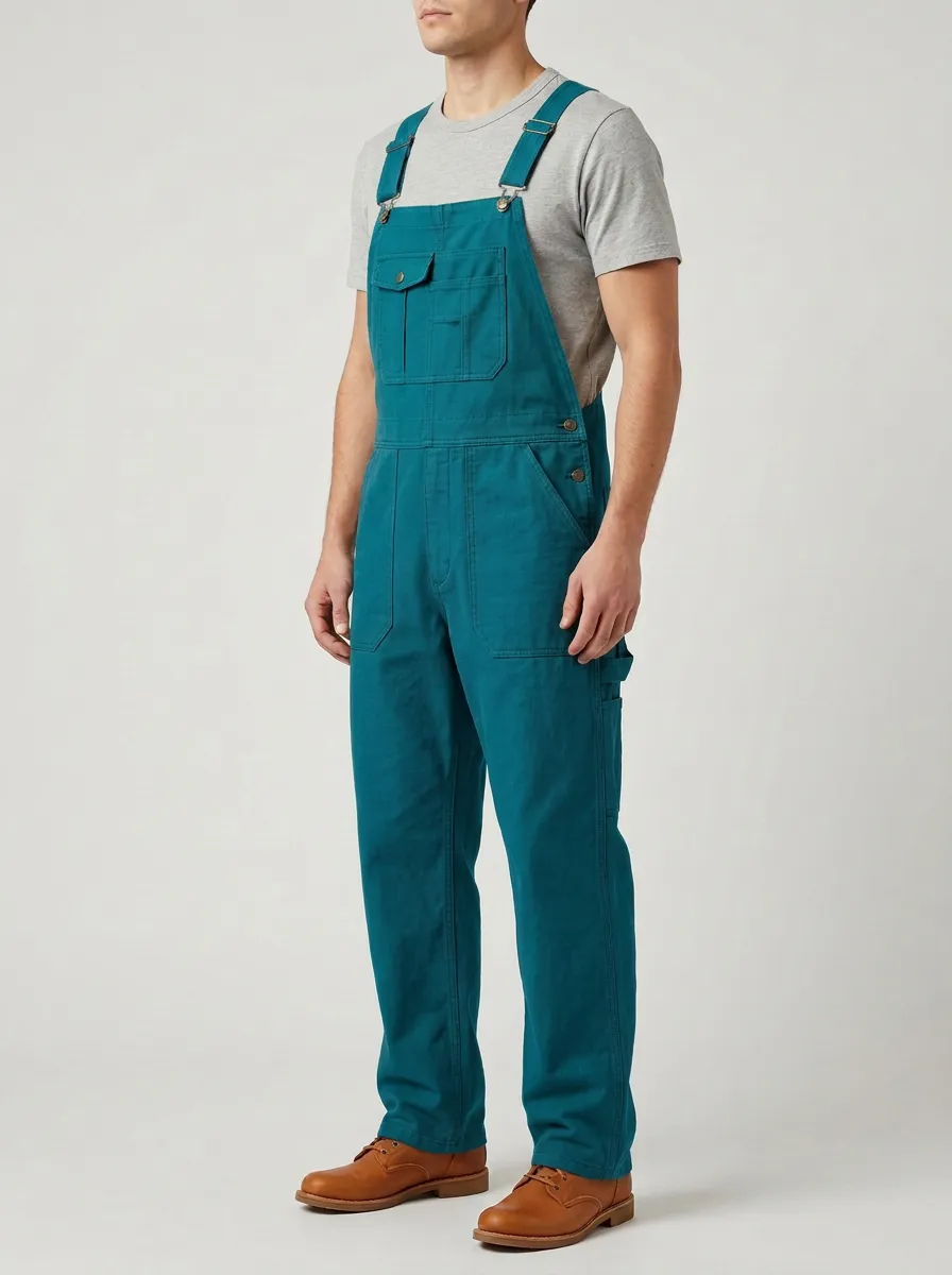 Men's Olive Green Utility Cotton Canvas Overalls