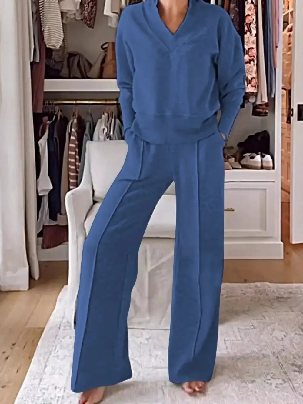 Cozy V Neck Top and Pants Set