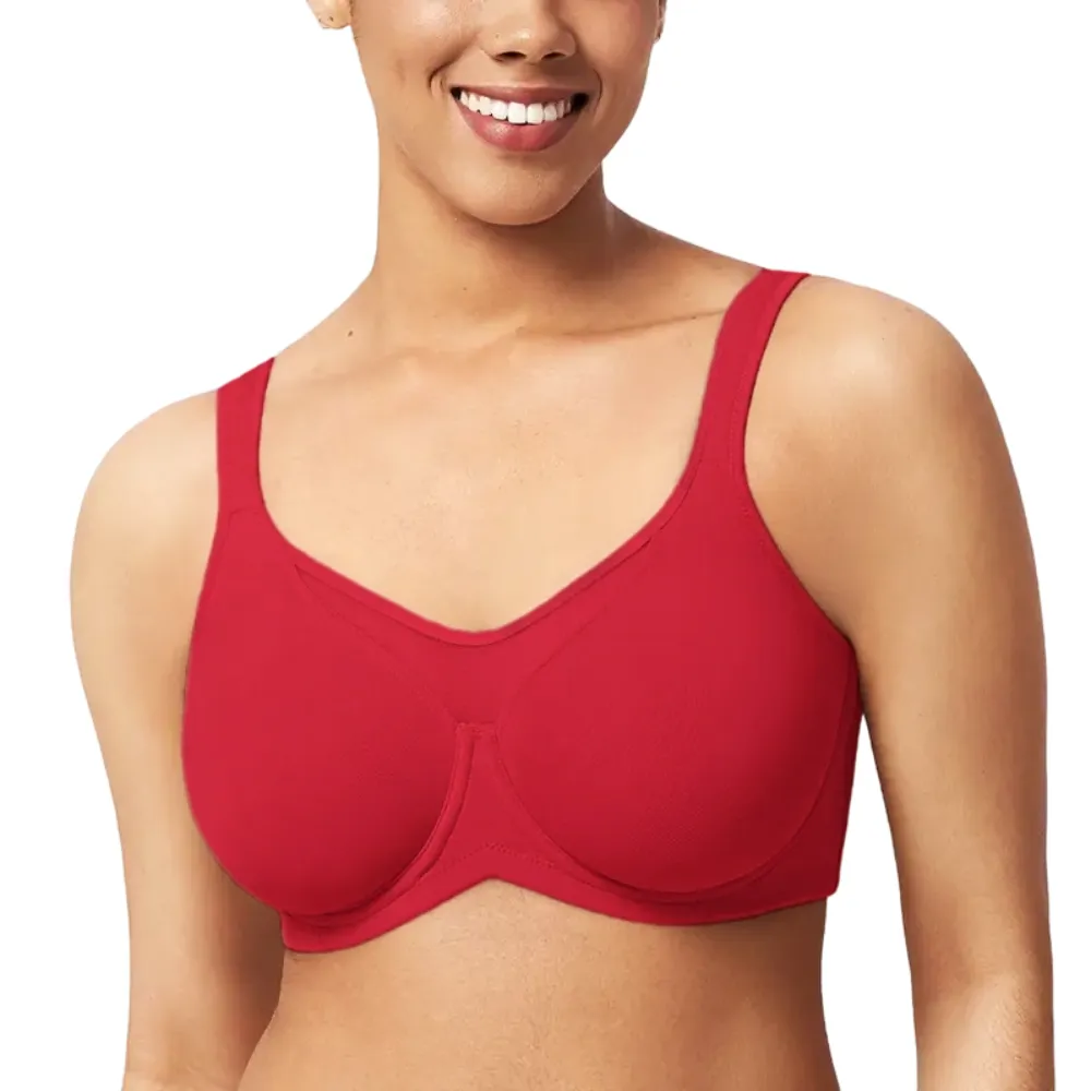 Unlined Non-Padded Underwire Smoothing Wide Strap Full Coverage Minimizer T-shirt Bra