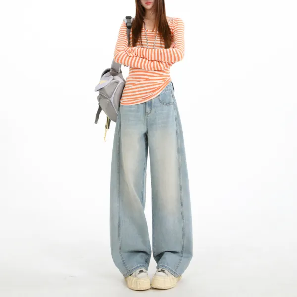 Flowing Wide Leg Curved Leg Banana Leg Jeans