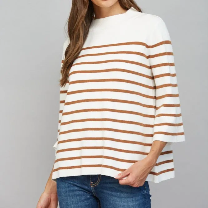 Stripe Mock Neck Sweater