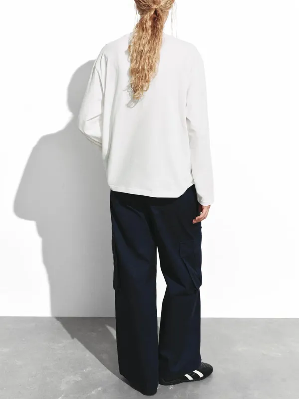 Ladies' Floral Color Lead Drawing Printed Pure Cotton Casual Style T-Shirt