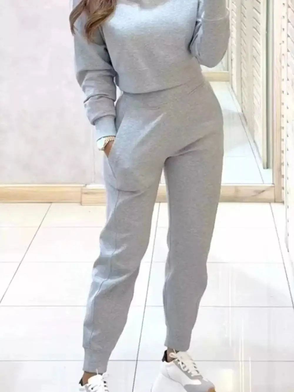 Casual Chic Cropped Sweatshirt and Jogger Set