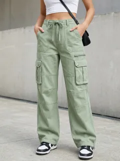Functional Embroidered Detail Multi Pocket Collection Women's Multi Pocket Cargo Pants