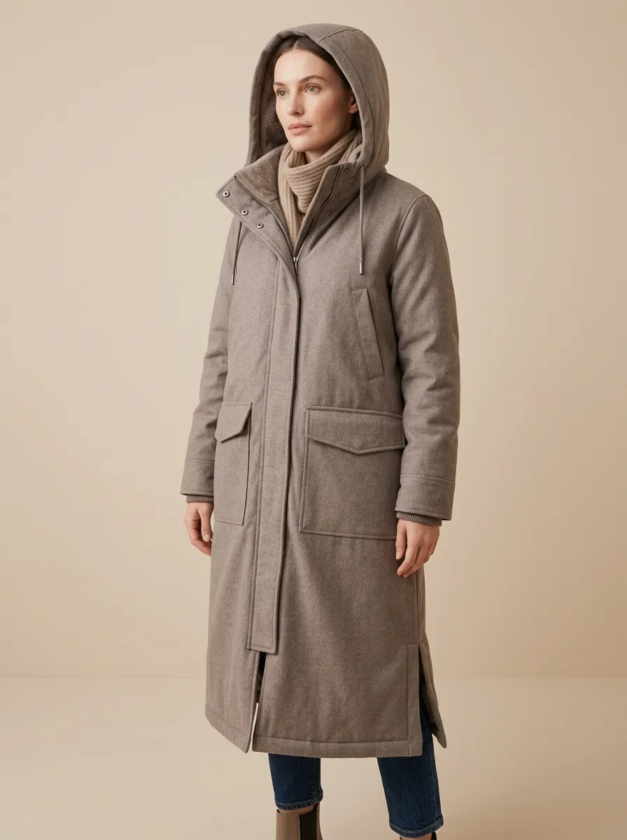 Modern-Layer Long Hooded Coat