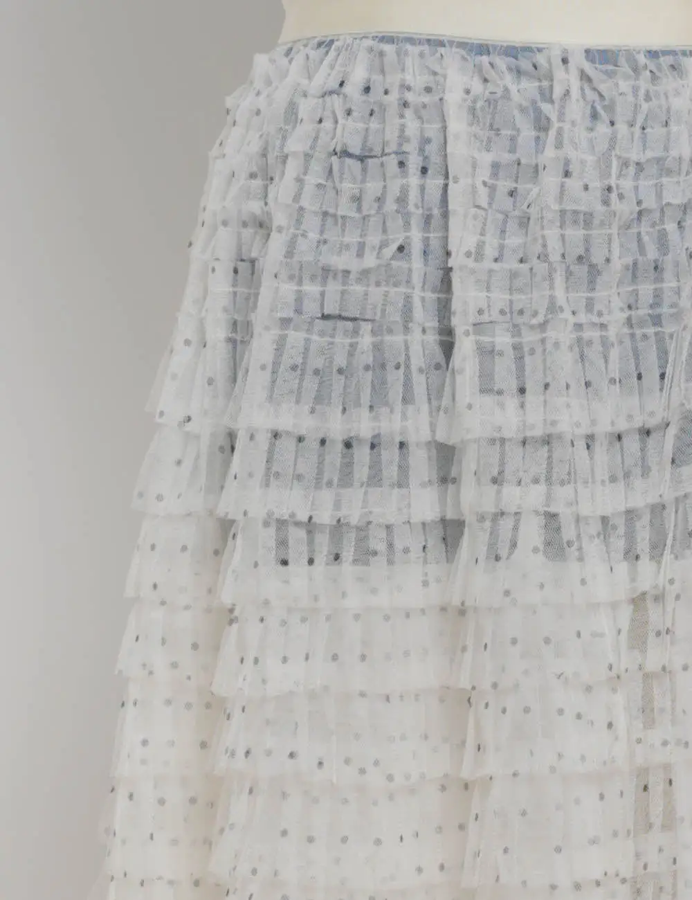 Chic Polka Dot Tiered Ruffle Elastic Waist Midi Skirt
