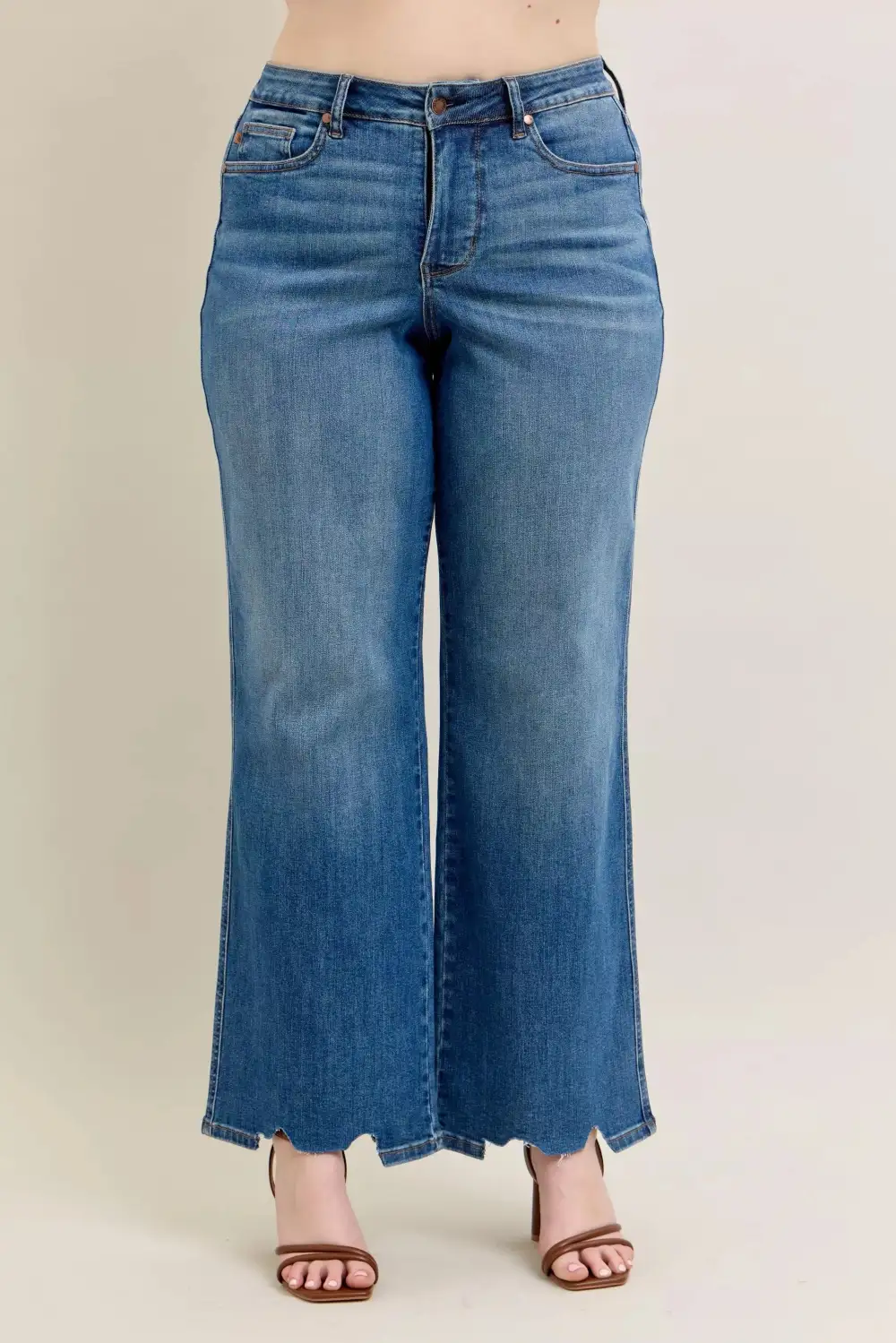 Everyday High Rise Distressed Wide Leg Jeans