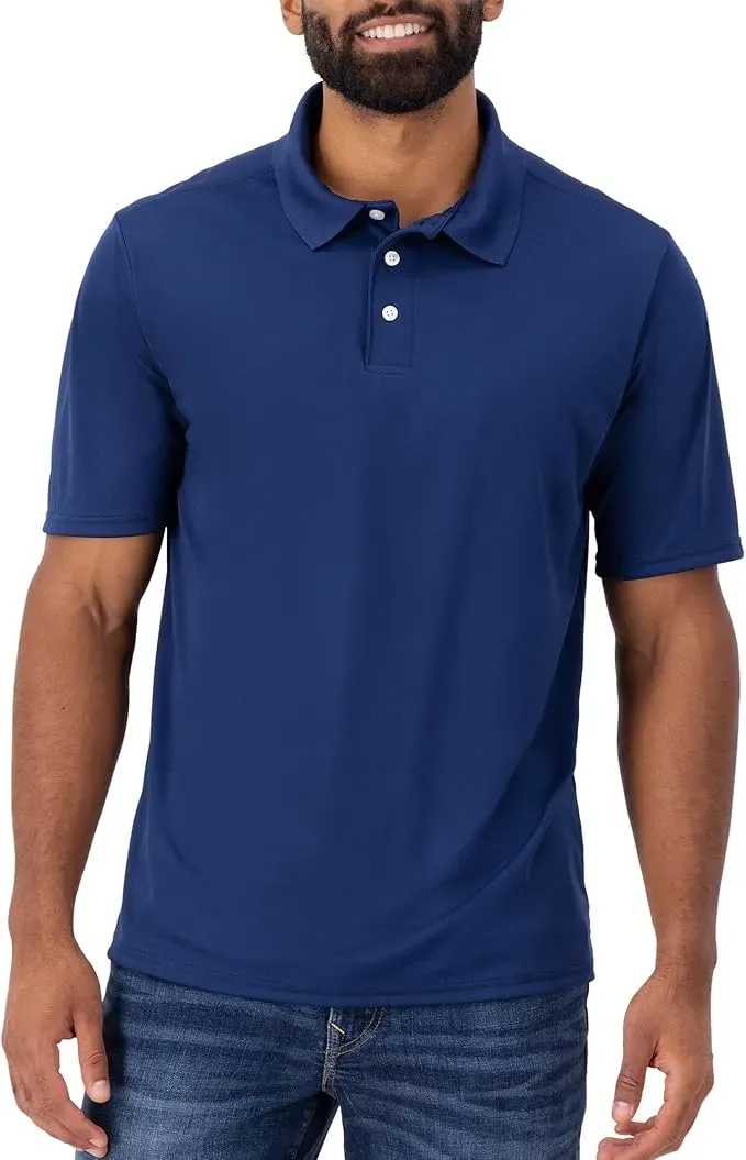 Men's Cool Short-Sleeve Polo Shirt with Three-Button Placket