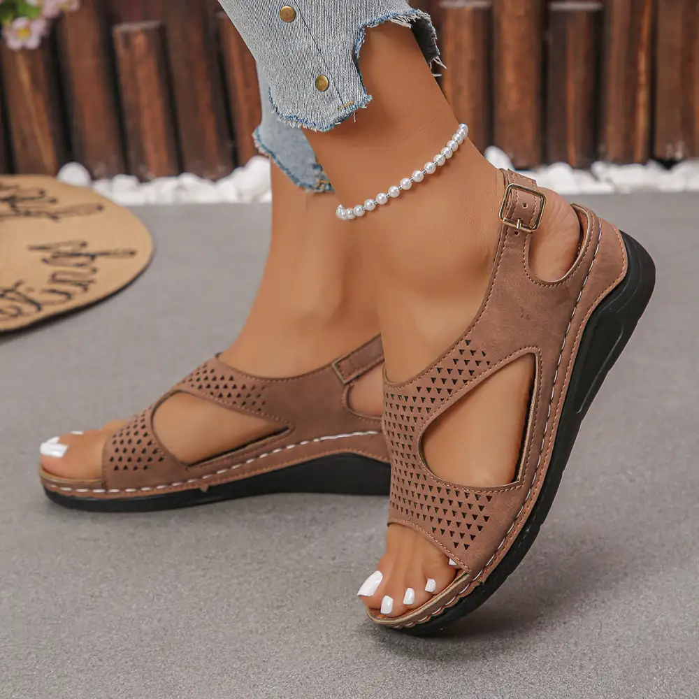 Cutout Wedge Sandals