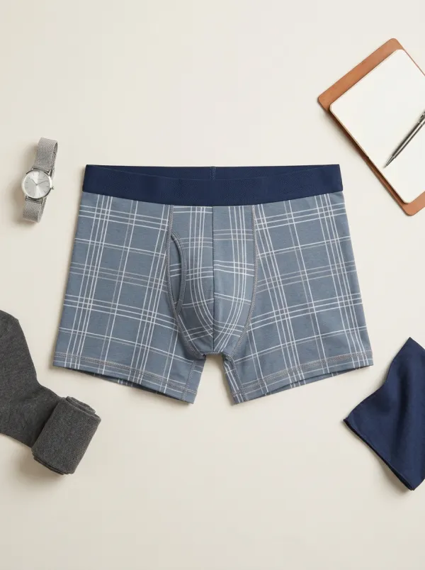 Men's Classic Plaid Pattern Printed Boxer Briefs