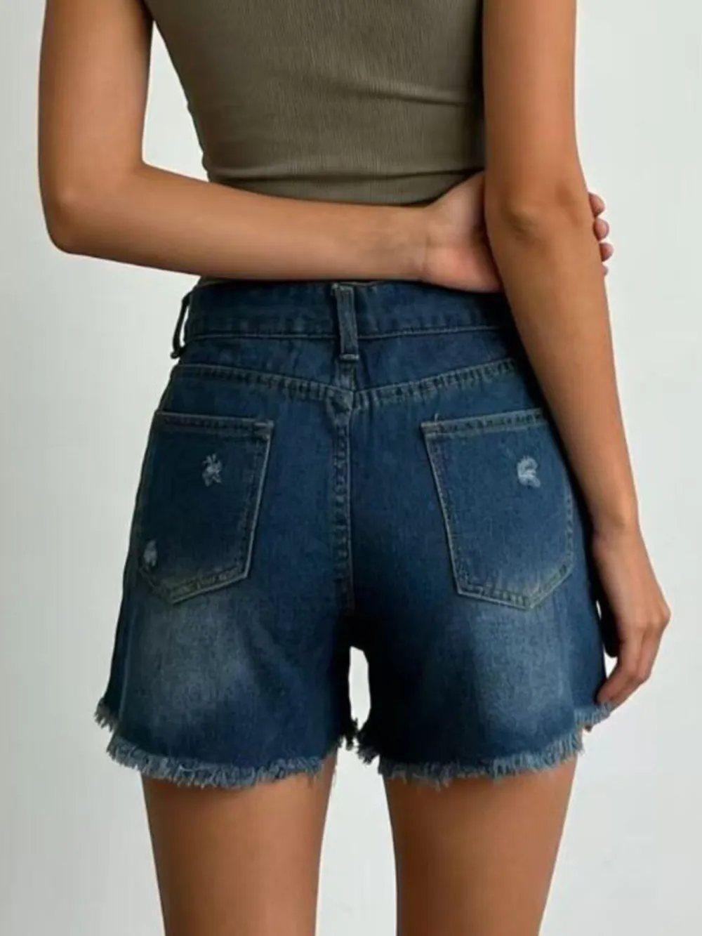 Relaxed Frayed Hem Shorts
