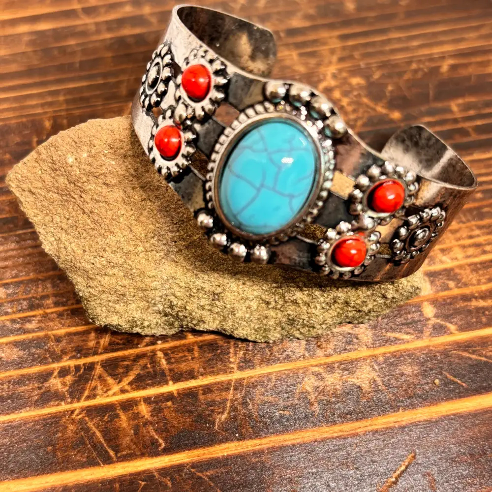 Mixed Stone Open Bracelet