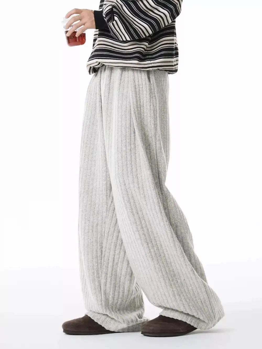 Men's Plus Size Relaxed Fit Ribbed Knit Pants