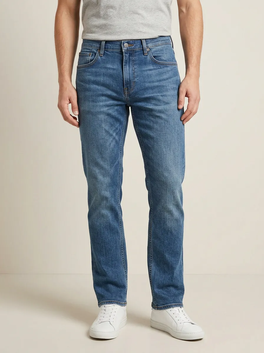 Casual Straight Leg Stretch Jeans