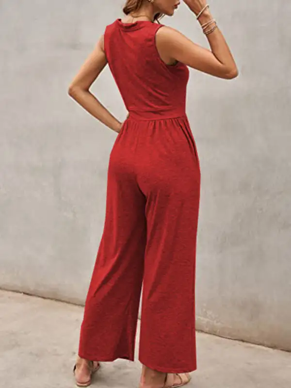 Clean Loose Sleeveless Jumpsuit