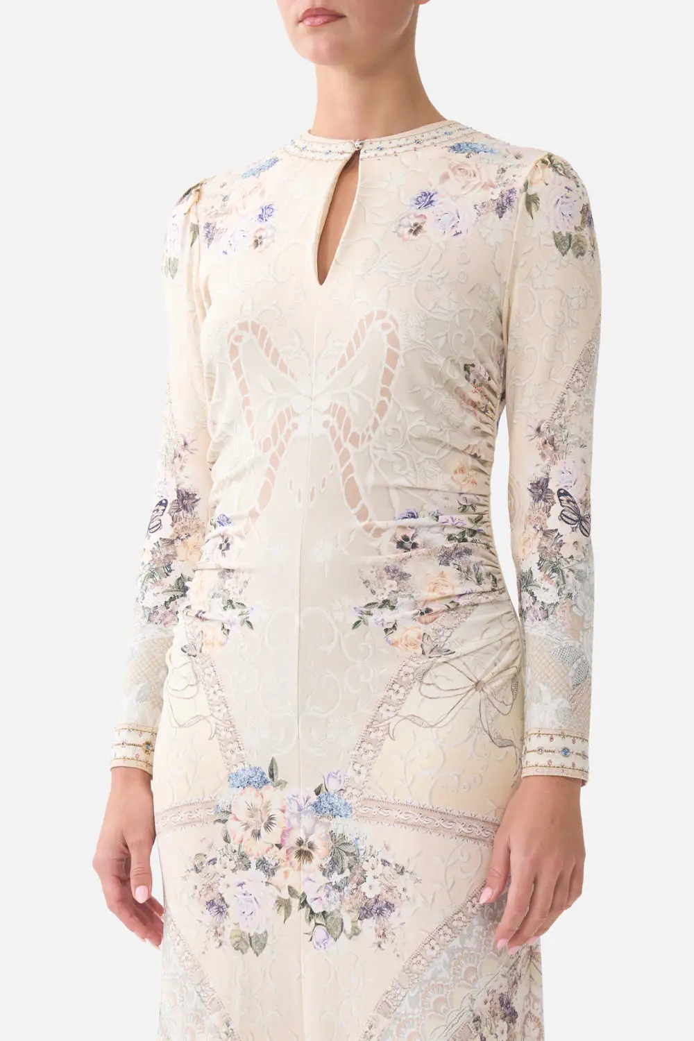 Gathered Jersey Long Dress