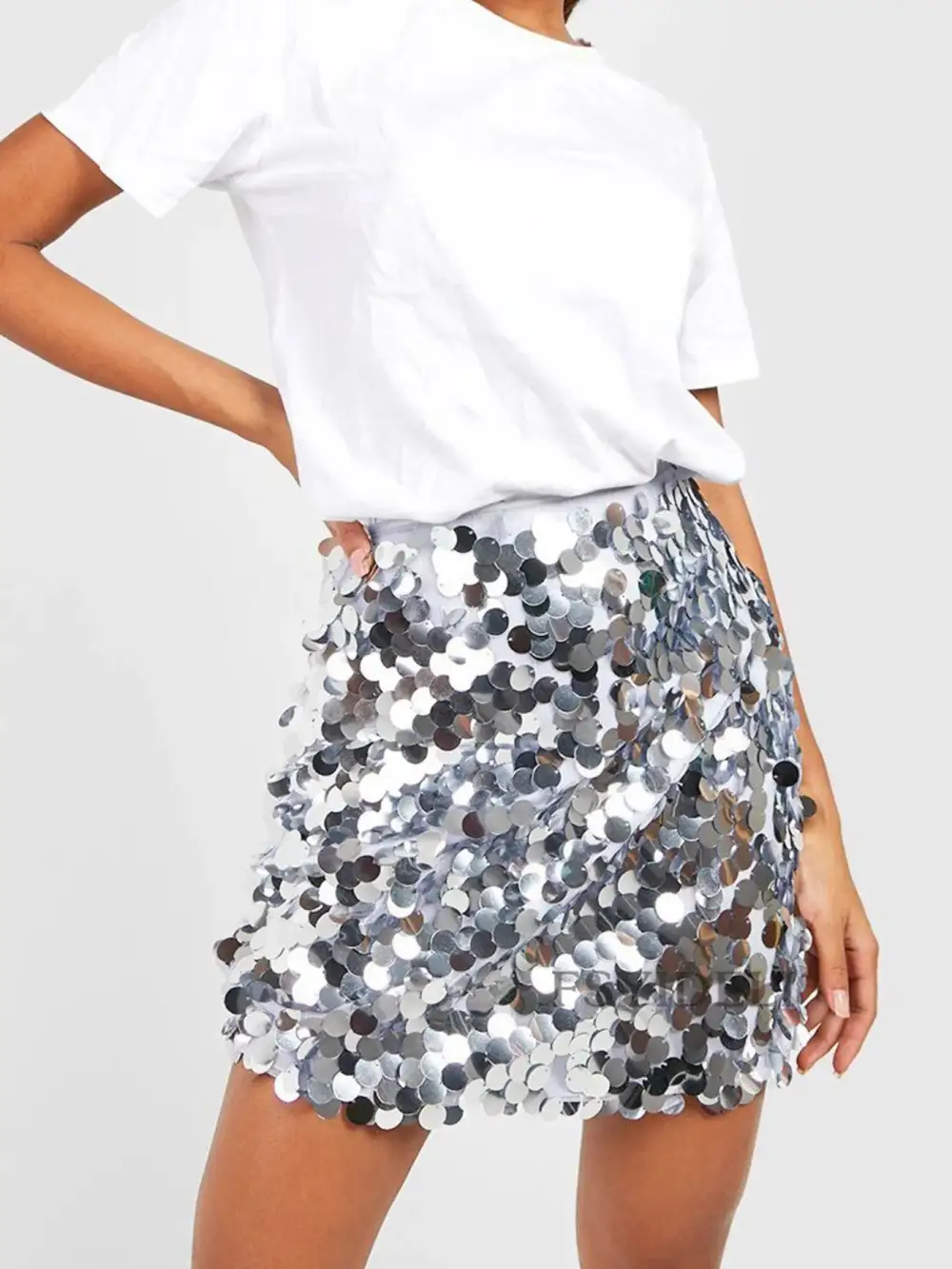 Classic Sequined Sequin Detail Skirt