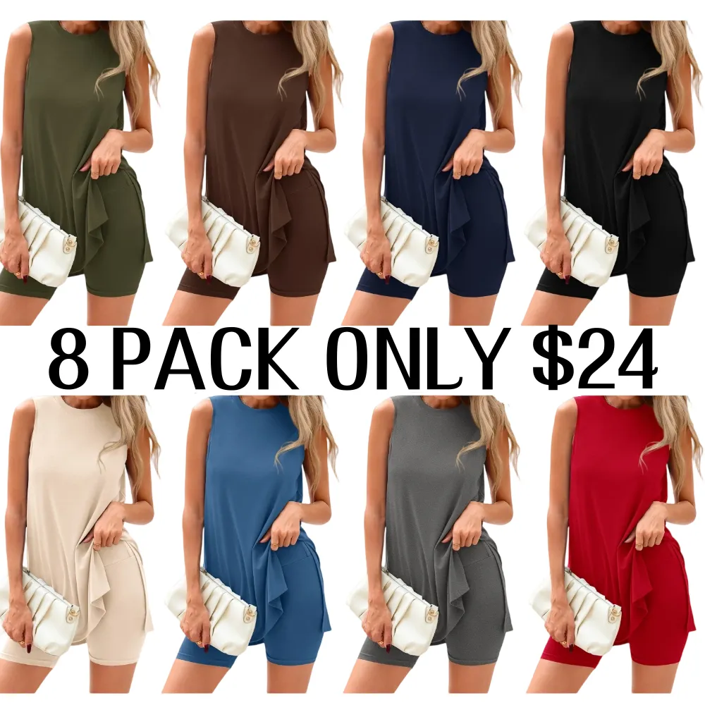 Women's 2 Piece Sets Summer Matching Lounge Shorts Set
