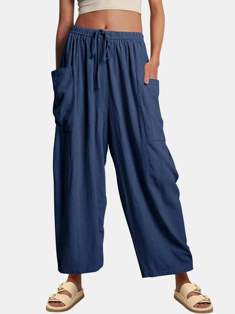 Polished Wide Leg Pocket Detail Pants