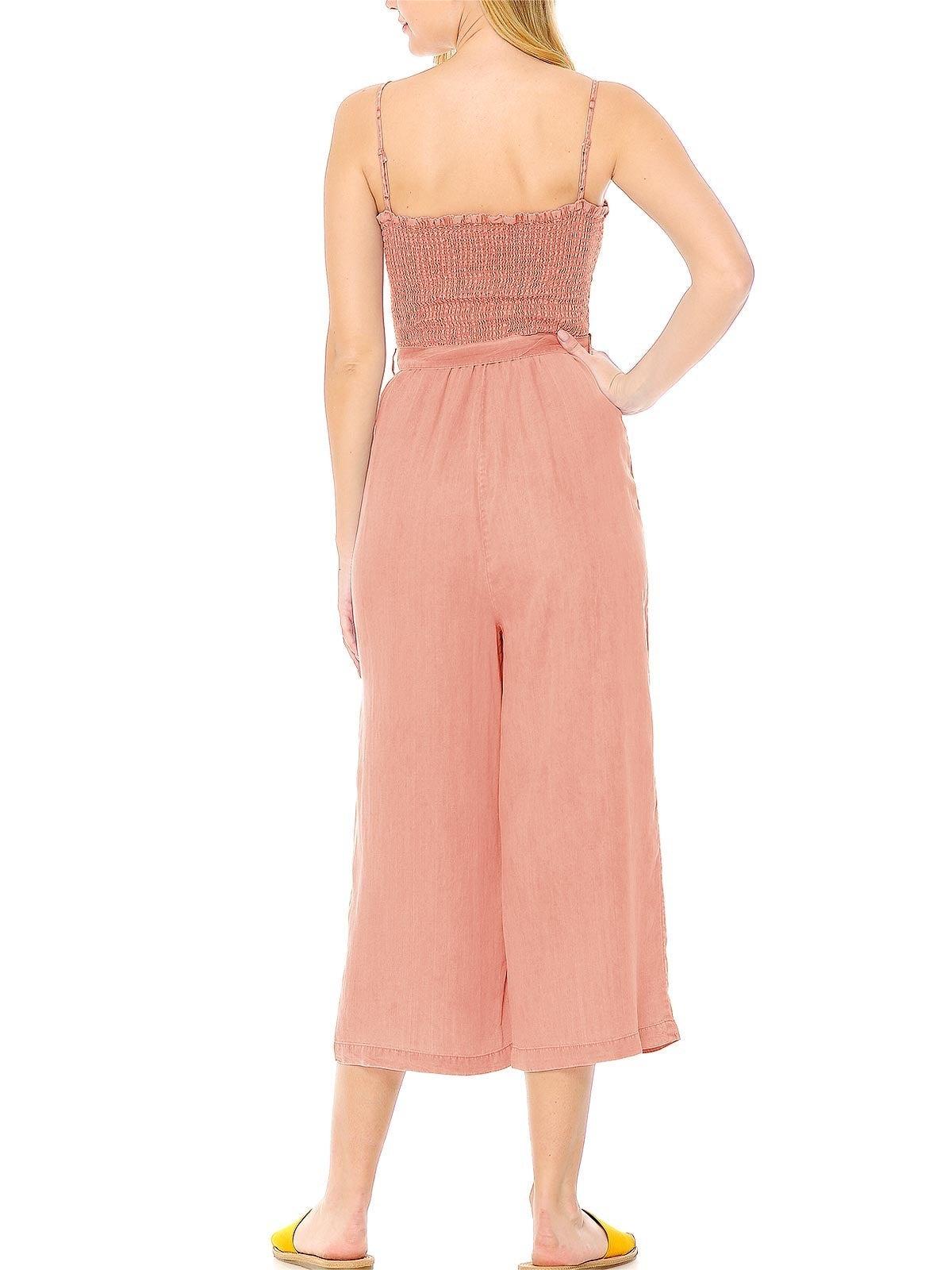 Chambray Strapless Culotte Jumpsuit