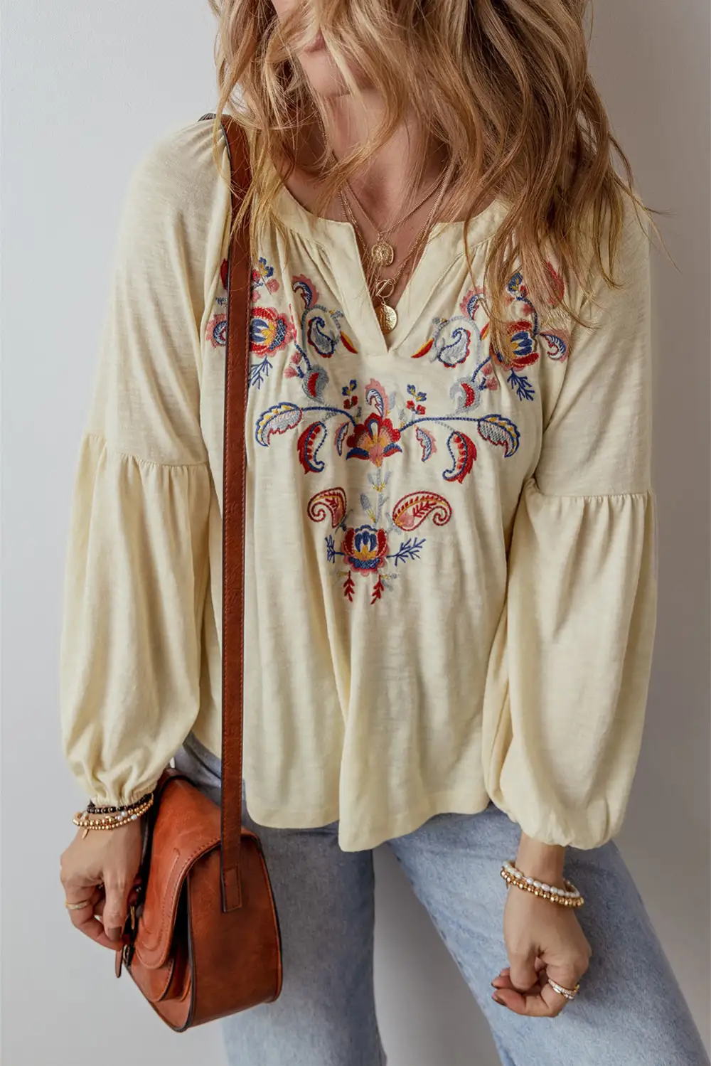 Floral Paisley Embroidered Blouse