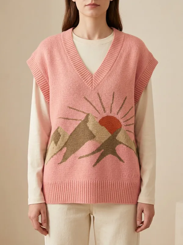 Nature Mountain Sunrise Sweater Vest
