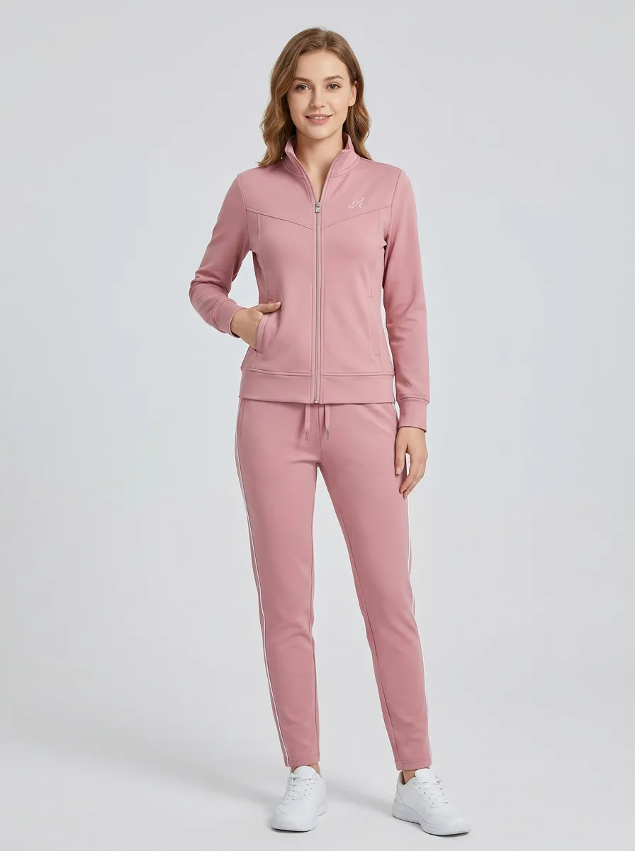 Women's Dusty Rose Zip-Up Zip-Up Jacket & Jogger Set