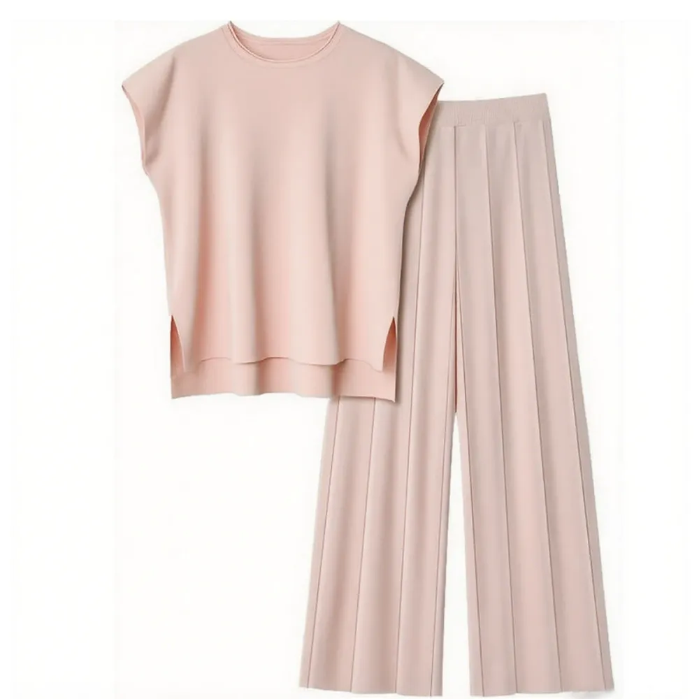 Women'S Sweater Set 2 Piece Lounge Set Knit Pullover Tops Vest High Waisted Pants