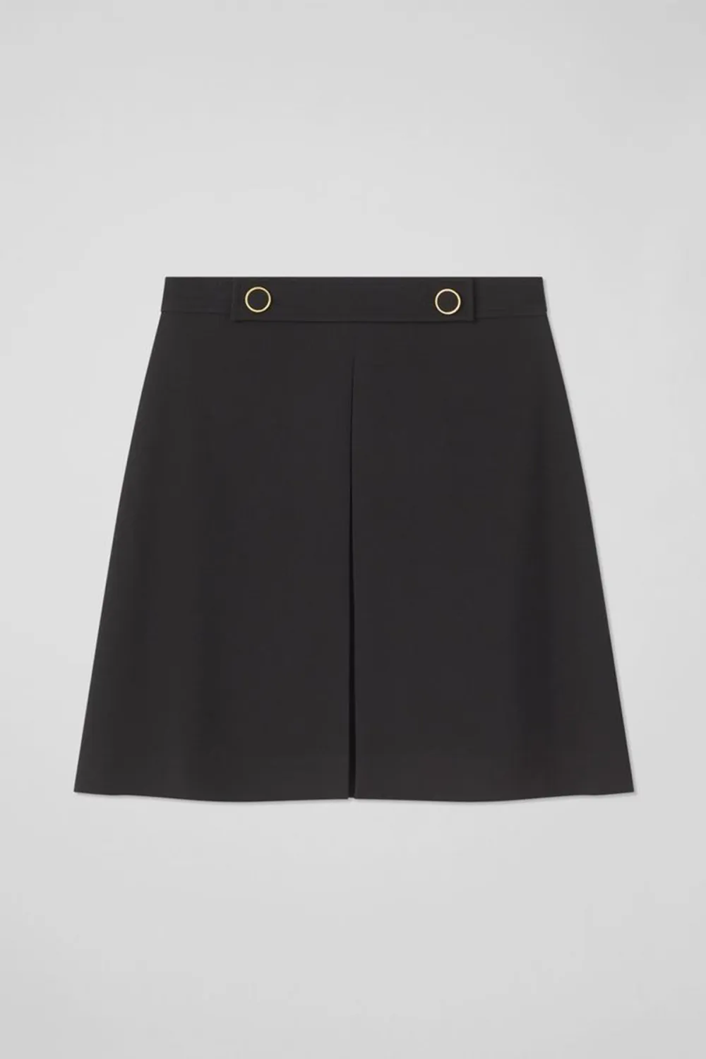 Black Pleated Mini Skirt with Metal Accents