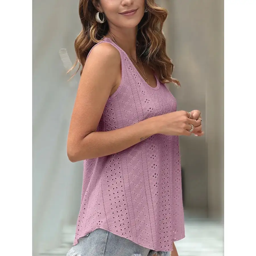 Eyelet Scoop Neck Tank