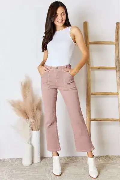Ruffled Polished Denim Jeans