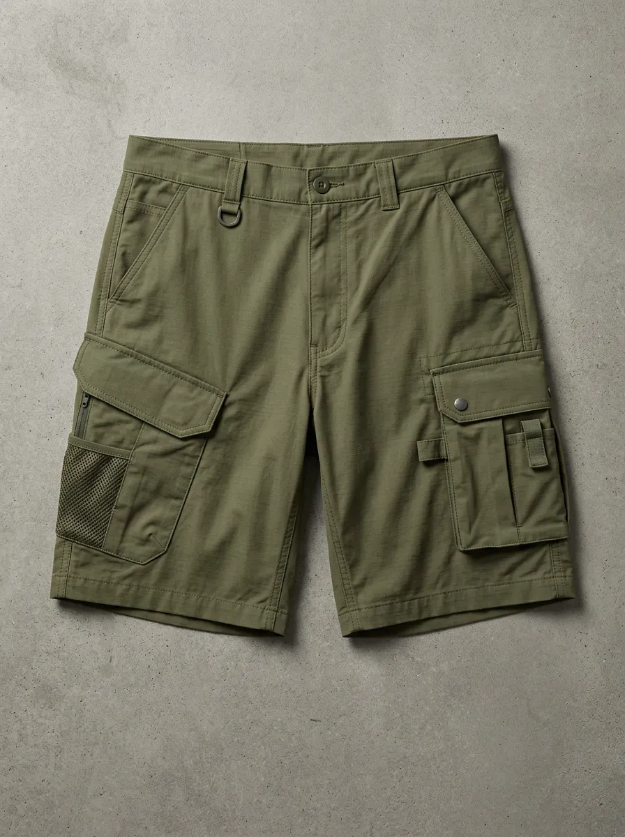 Men's Tactical Outdoor Olive Green Multi-Pocket Cargo Shorts