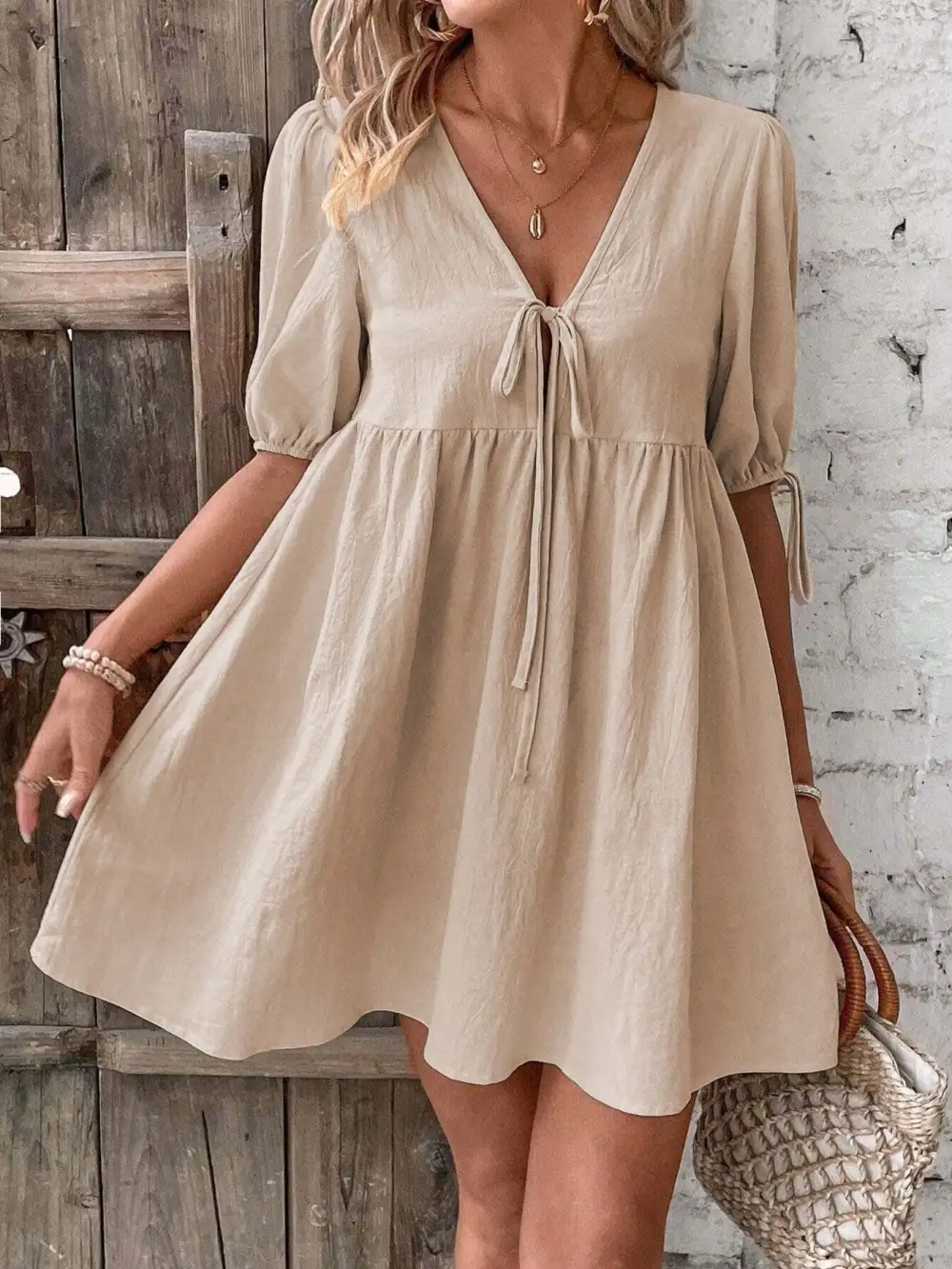 Puff Sleeve Mini Dress