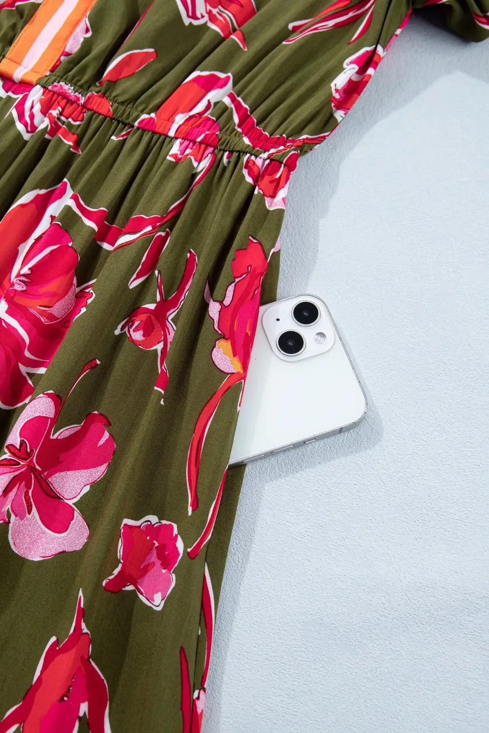Floral Striped Split Neck Maxi Dress