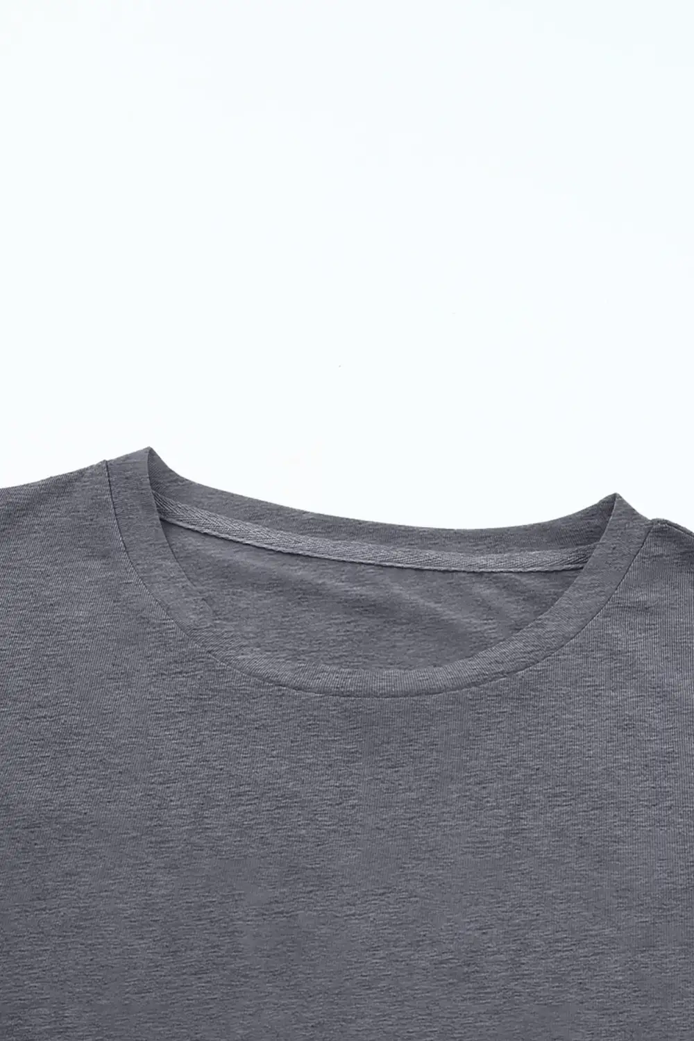 Gray Casual Plain Crew Neck