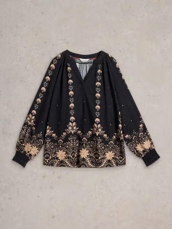 V-Neck Embroidered Top