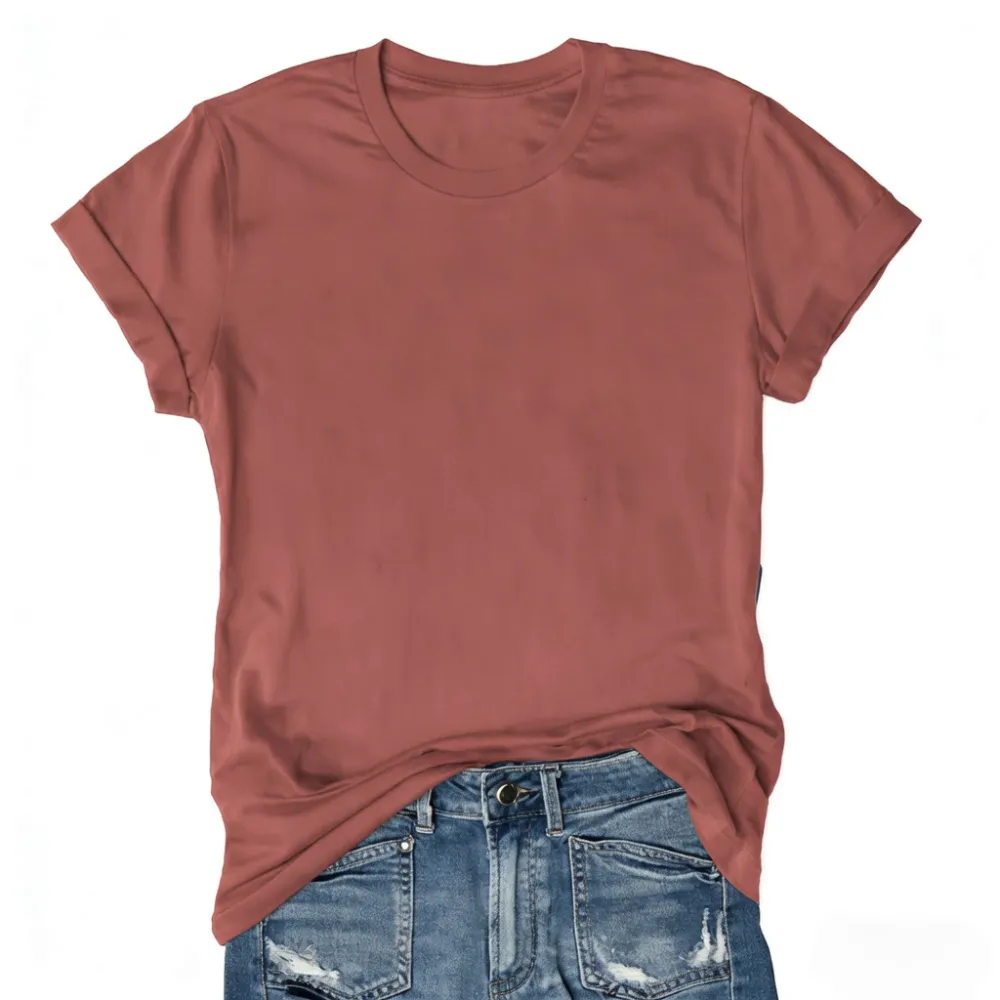 🔥 Women's Solid Color Crew Neck T-Shirt | Casual Loose Fit Basic Tee