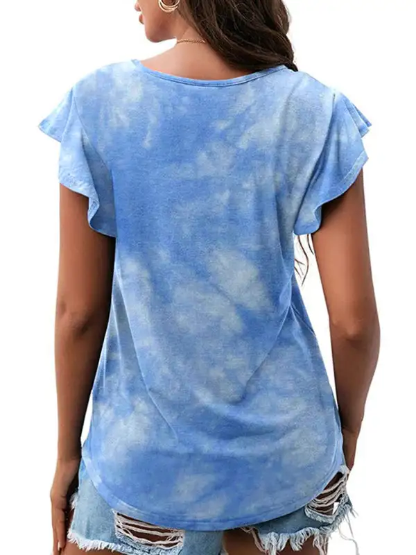 Simple Round-Neck Collared Short-Sleeve Knit T-Shirt