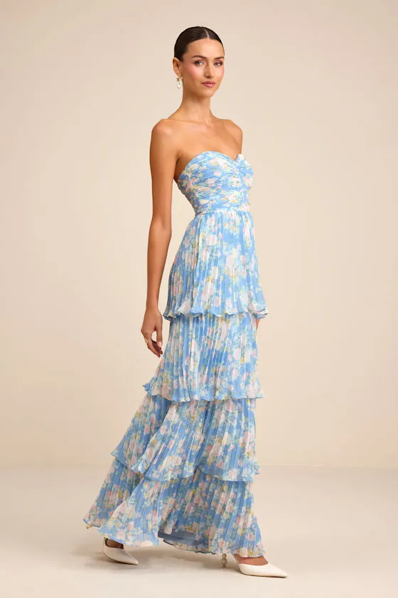 Seriously Sensational Light Pink Strapless Tiered Maxi Dress