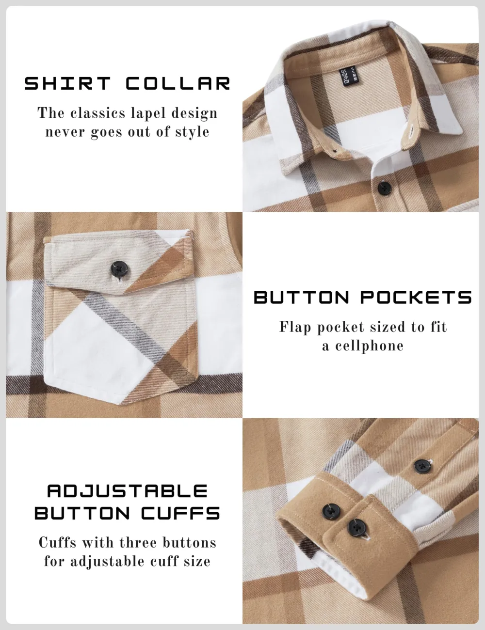 Men's Flannel Shirts Brushed Fleece Flannel Shirts Jacket