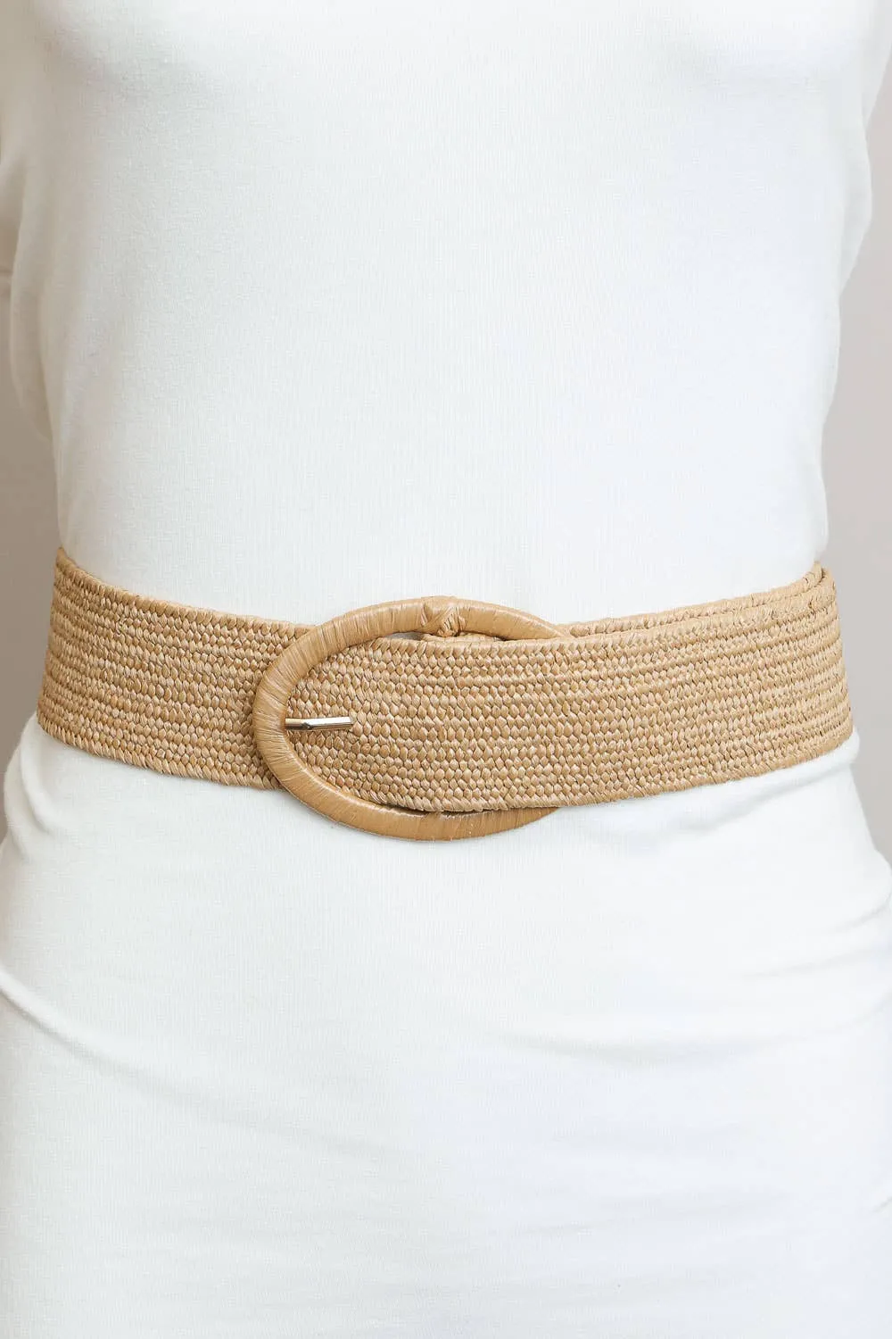 Raffia Oval Buckle Belt
