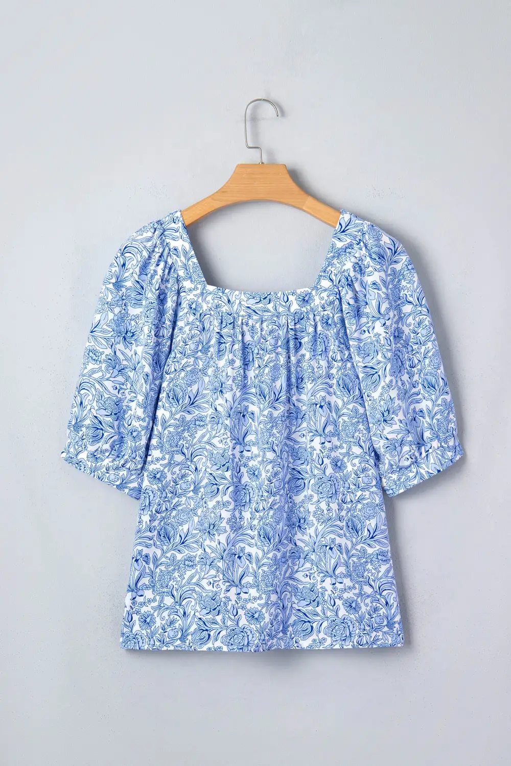 Floral Pleated Puff Sleeve Blouse