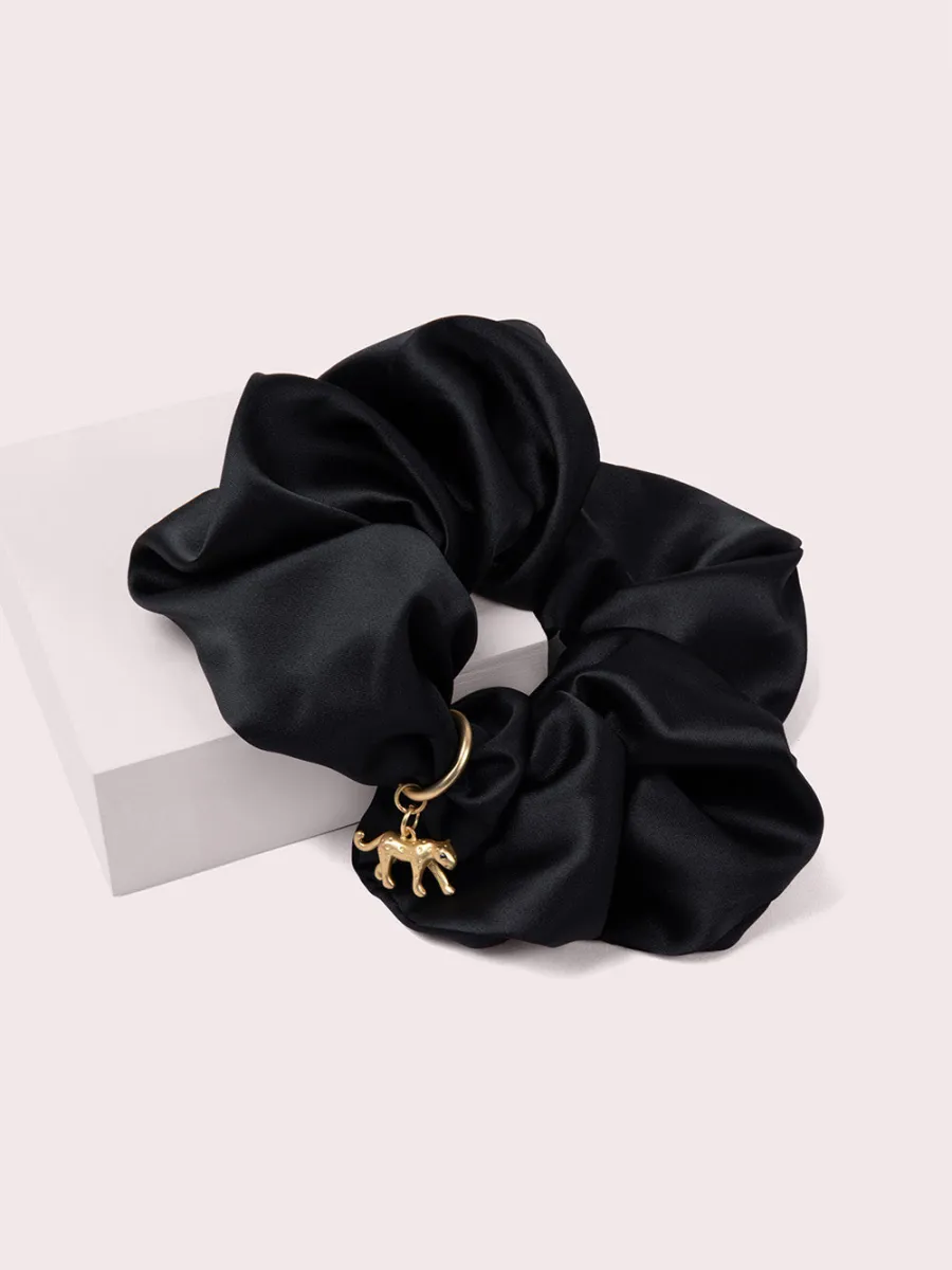 Satin Panther Charm Scrunchie