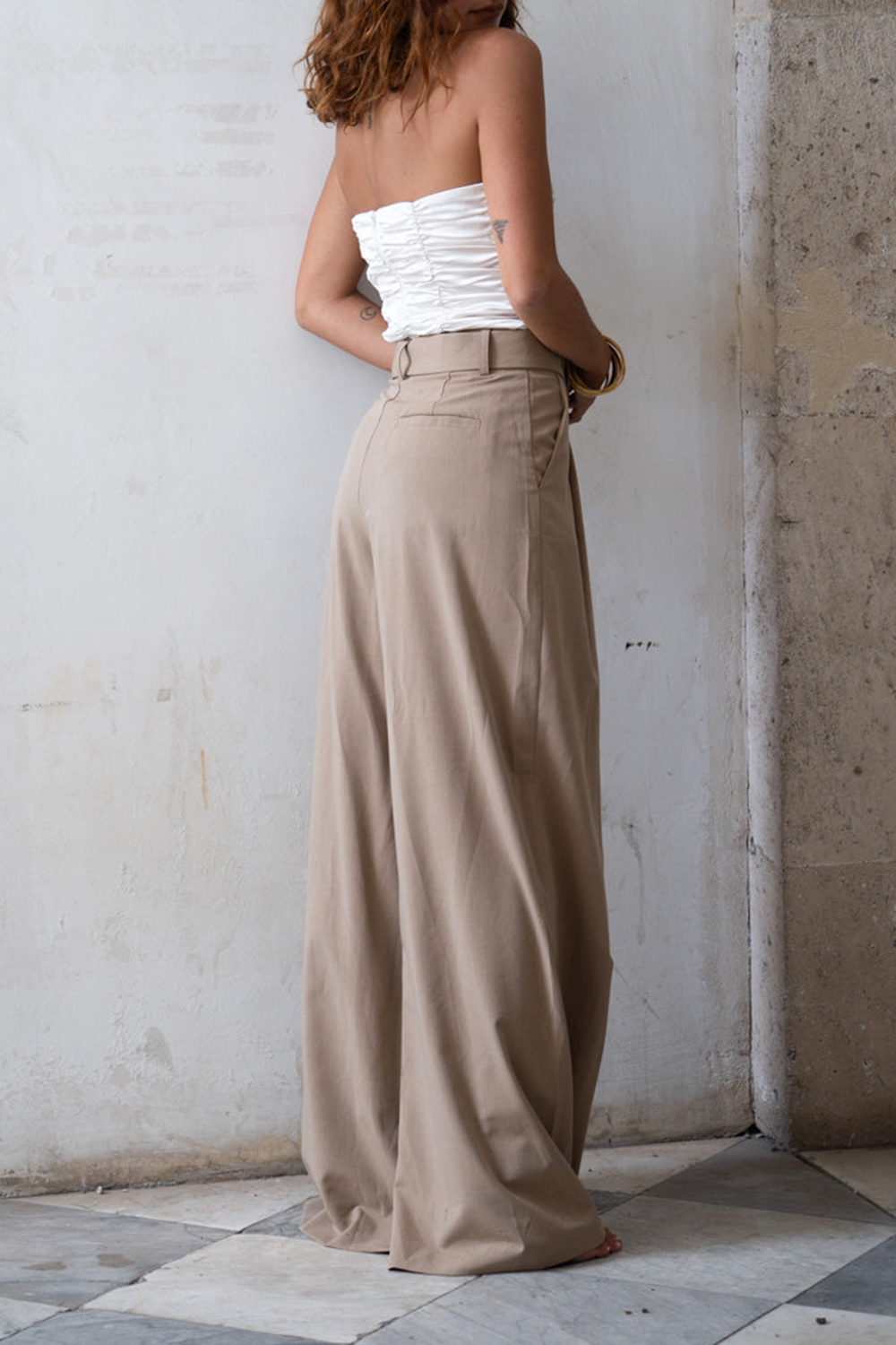 Tan Wide Leg Trouser