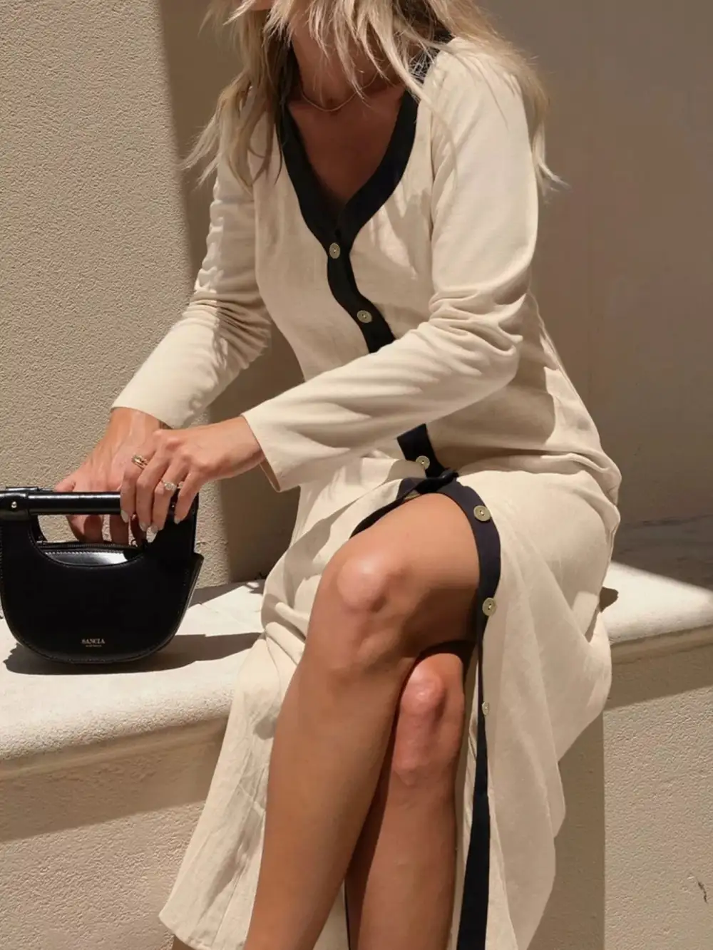 Finish Button Front Midi Dress