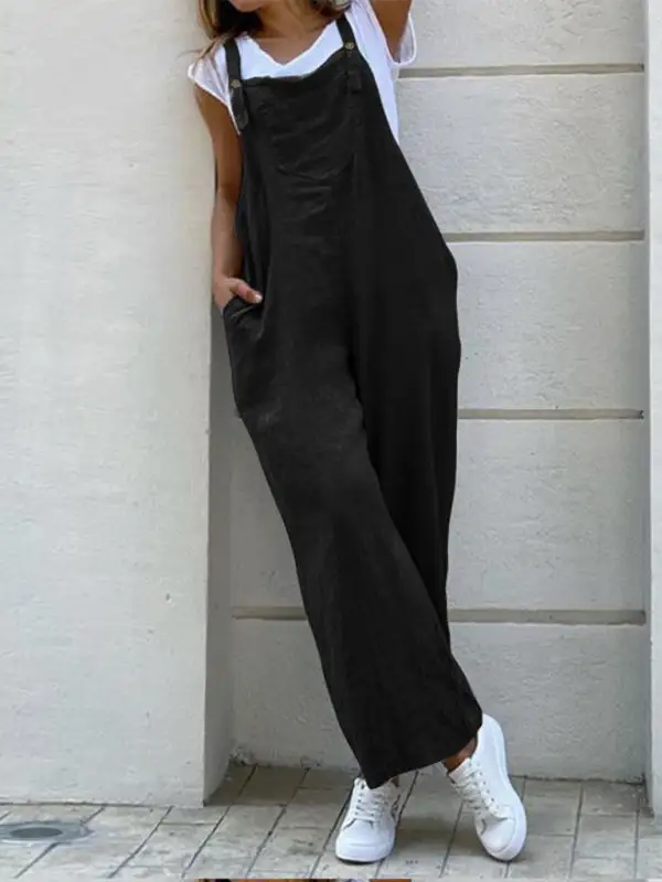 Clean Long Jumpsuit Spaghetti Straps Accessory