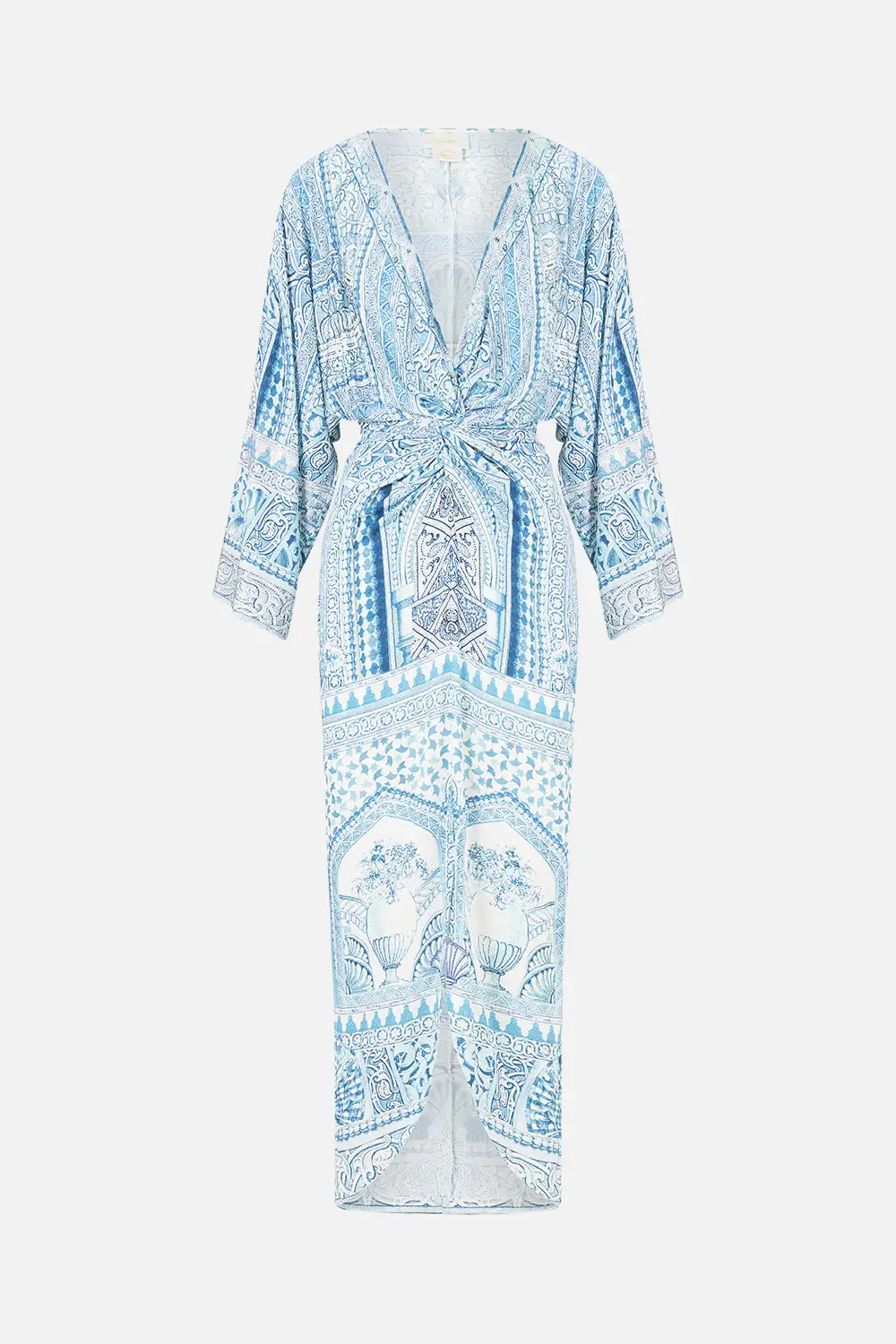 Printed Long Split Front Twist Dress