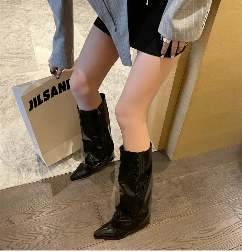 Cowboy Pointed-Toe Square-Heel Knee-High Boots